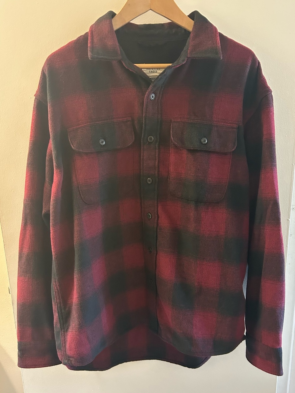 American Eagle Outfitters Red & Black Plaid Shirt Jacket